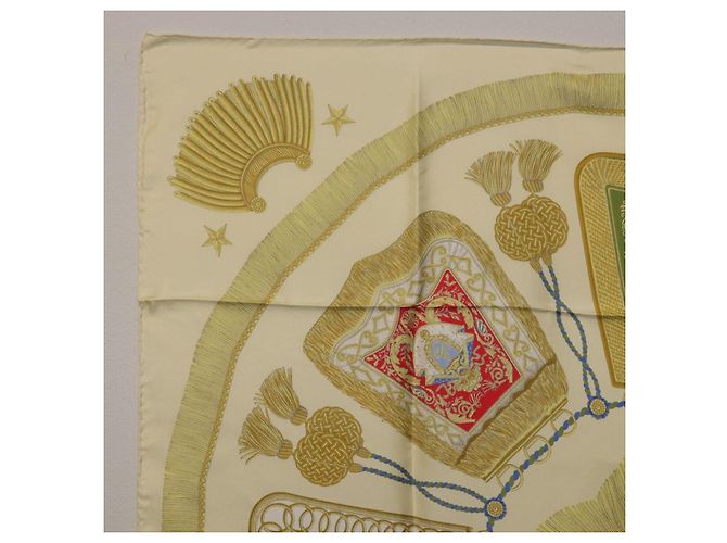 Hermès Foulard HERMES Carre 90 Seta Beige Giallo "Porte et Carvalerie" Auth ki6869M - vista 15