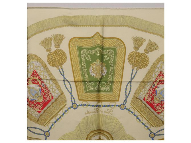 Hermès Foulard HERMES Carre 90 Seta Beige Giallo "Porte et Carvalerie" Auth ki6869M - vista 16