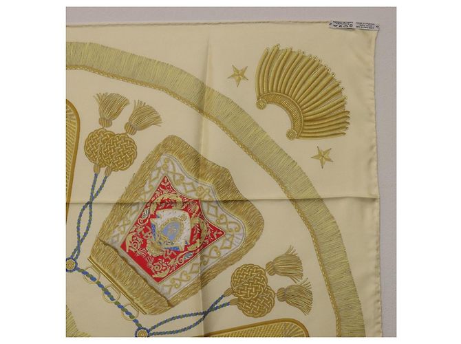 Hermès Foulard HERMES Carre 90 Seta Beige Giallo "Porte et Carvalerie" Auth ki6869M - vista 17