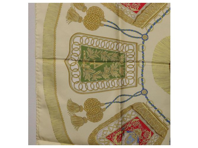 Hermès Foulard HERMES Carre 90 Seta Beige Giallo "Porte et Carvalerie" Auth ki6869M - vista 18