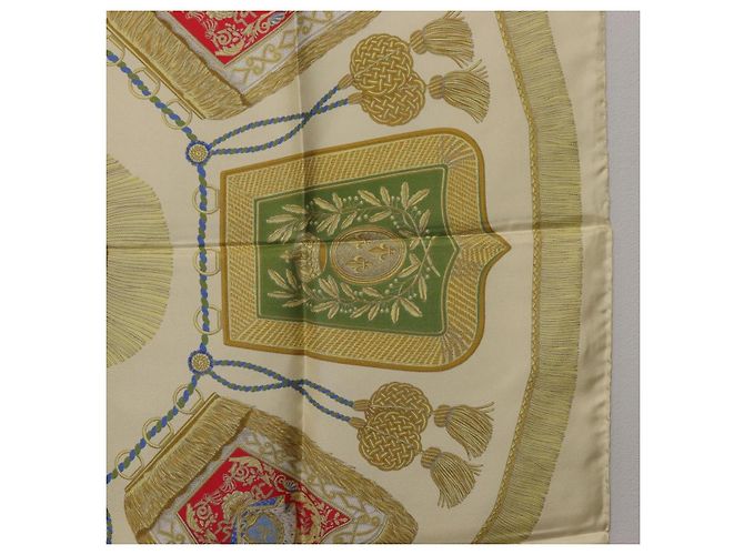 Hermès Foulard HERMES Carre 90 Seta Beige Giallo "Porte et Carvalerie" Auth ki6869M - vista 20