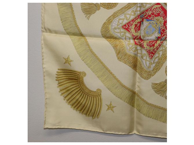 Hermès Foulard HERMES Carre 90 Seta Beige Giallo "Porte et Carvalerie" Auth ki6869M - vista 21