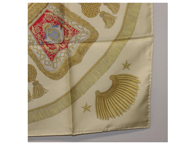 Hermès Foulard HERMES Carre 90 Seta Beige Giallo "Porte et Carvalerie" Auth ki6869M - vista 23