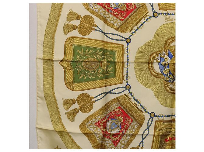 Hermès Foulard HERMES Carre 90 Seta Beige Giallo "Porte et Carvalerie" Auth ki6869M - vista 5