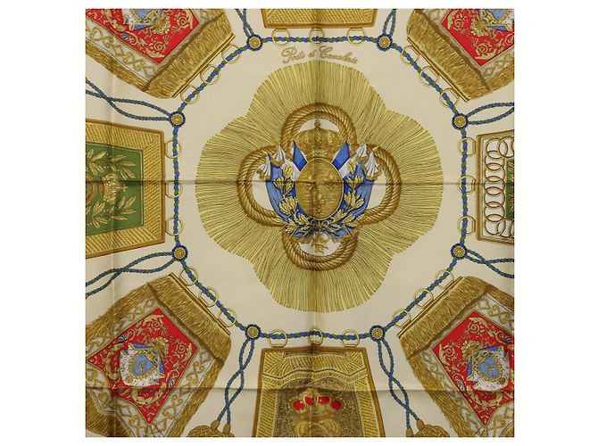 Hermès Foulard HERMES Carre 90 Seta Beige Giallo "Porte et Carvalerie" Auth ki6869M - vista 6