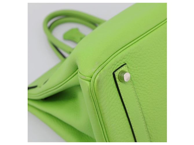 Hermès Borsa a mano HERMES Birkin 35 in pelle Taurillon Verde Argento Auth LN220SM - vista 11
