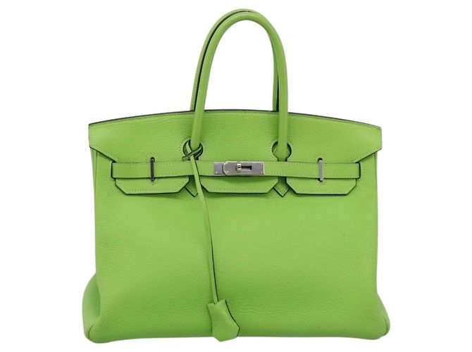 Hermès Borsa a mano HERMES Birkin 35 in pelle Taurillon Verde Argento Auth LN220SM - vista 2