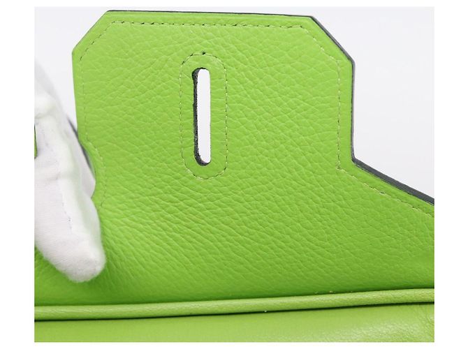 Hermès Borsa a mano HERMES Birkin 35 in pelle Taurillon Verde Argento Auth LN220SM - vista 24