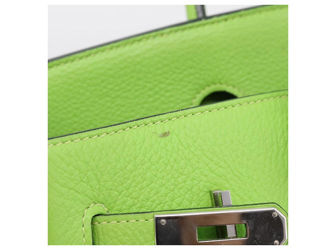 Hermès Borsa a mano HERMES Birkin 35 in pelle Taurillon Verde Argento Auth LN220SM - vista 25