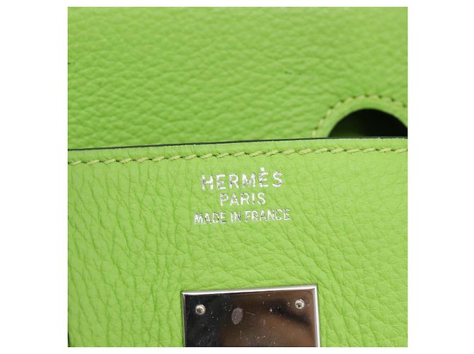 Hermès Borsa a mano HERMES Birkin 35 in pelle Taurillon Verde Argento Auth LN220SM - vista 26