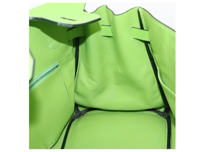 Hermès Borsa a mano HERMES Birkin 35 in pelle Taurillon Verde Argento Auth LN220SM - vista 29
