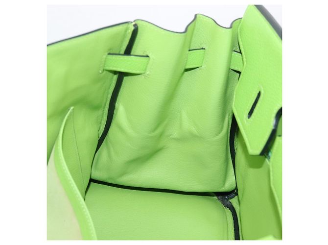 Hermès Borsa a mano HERMES Birkin 35 in pelle Taurillon Verde Argento Auth LN220SM - vista 30