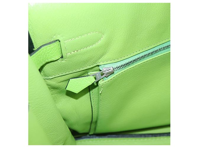 Hermès Borsa a mano HERMES Birkin 35 in pelle Taurillon Verde Argento Auth LN220SM - vista 32