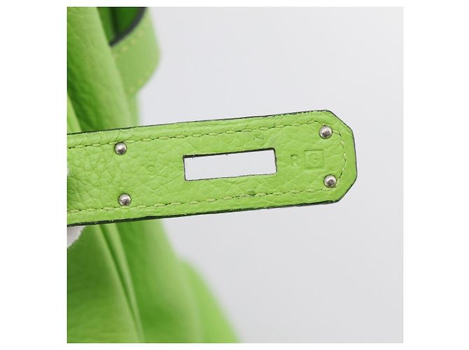 Hermès Borsa a mano HERMES Birkin 35 in pelle Taurillon Verde Argento Auth LN220SM - vista 35