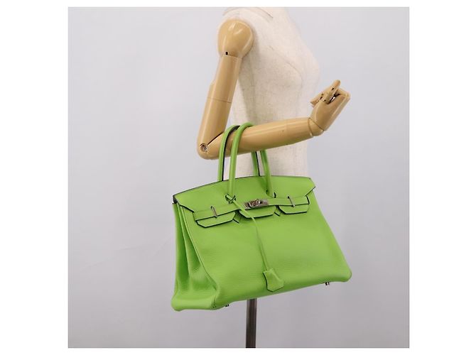 Hermès Borsa a mano HERMES Birkin 35 in pelle Taurillon Verde Argento Auth LN220SM - vista 38