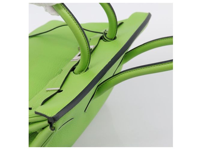 Hermès Borsa a mano HERMES Birkin 35 in pelle Taurillon Verde Argento Auth LN220SM - vista 6