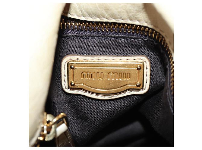 Miu Miu Handtasche Vitellolux 2way Beige Gold Auth 202535M Golden - Ansicht 19