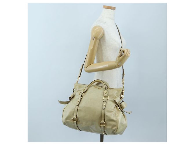 Miu Miu Handtasche Vitellolux 2way Beige Gold Auth 202535M Golden - Ansicht 26