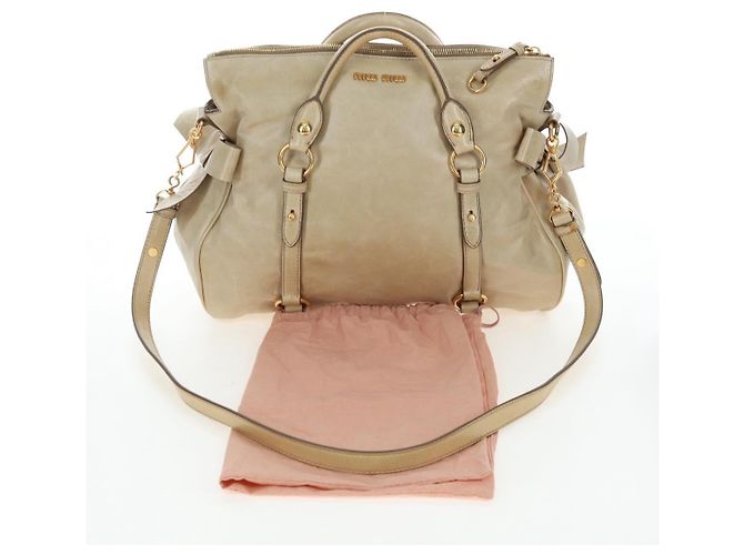 Miu Miu Handtasche Vitellolux 2way Beige Gold Auth 202535M Golden - Ansicht 27