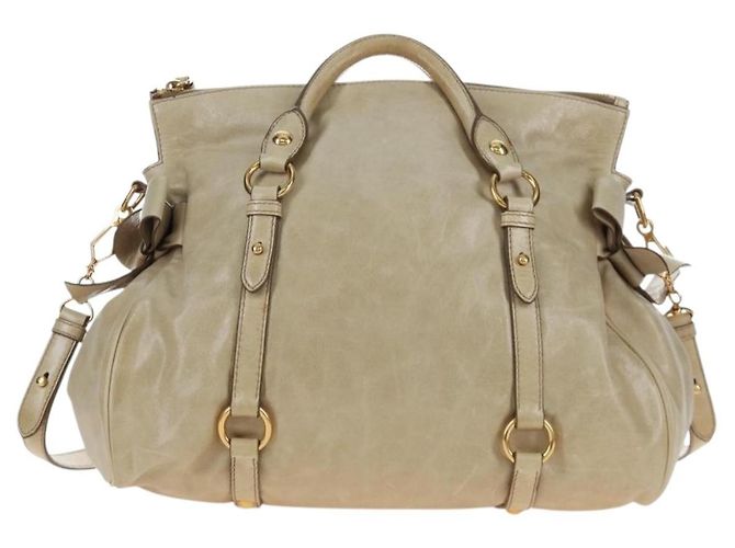 Miu Miu Handtasche Vitellolux 2way Beige Gold Auth 202535M Golden - Ansicht 3