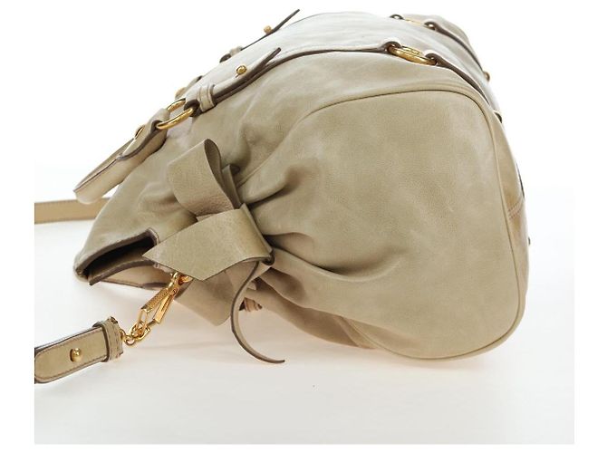 Miu Miu Handtasche Vitellolux 2way Beige Gold Auth 202535M Golden - Ansicht 4