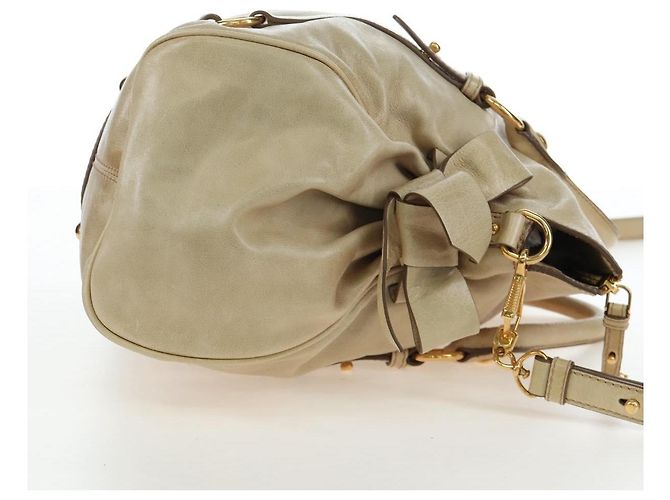 Miu Miu Handtasche Vitellolux 2way Beige Gold Auth 202535M Golden - Ansicht 5