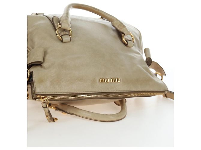 Miu Miu Handtasche Vitellolux 2way Beige Gold Auth 202535M Golden - Ansicht 6