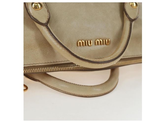 Miu Miu Handtasche Vitellolux 2way Beige Gold Auth 202535M Golden - Ansicht 7