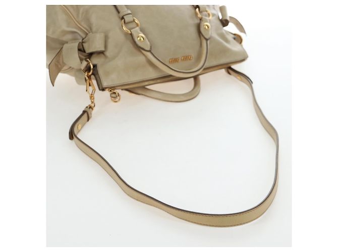 Miu Miu Handtasche Vitellolux 2way Beige Gold Auth 202535M Golden - Ansicht 9