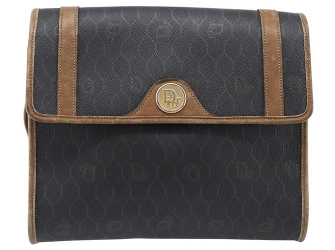 Christian Dior Honeycomb Canvas Schultertasche PVC Schwarz Gold Auth ep15874 Golden - Ansicht 2