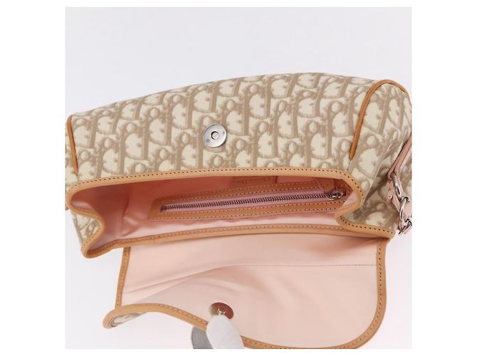 Sac Christian Dior Trotter Canvas Romantic Chain Bag PVC Ivory Silver Auth 206260SAM Argenté Écru - vue 21
