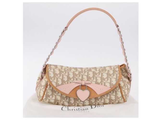 Sac Christian Dior Trotter Canvas Romantic Chain Bag PVC Ivory Silver Auth 206260SAM Argenté Écru - vue 32