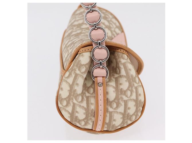 Sac Christian Dior Trotter Canvas Romantic Chain Bag PVC Ivory Silver Auth 206260SAM Argenté Écru - vue 5