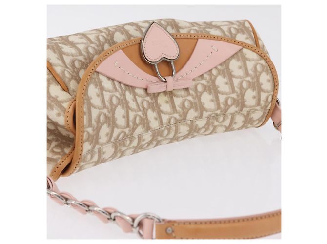 Sac Christian Dior Trotter Canvas Romantic Chain Bag PVC Ivory Silver Auth 206260SAM Argenté Écru - vue 6