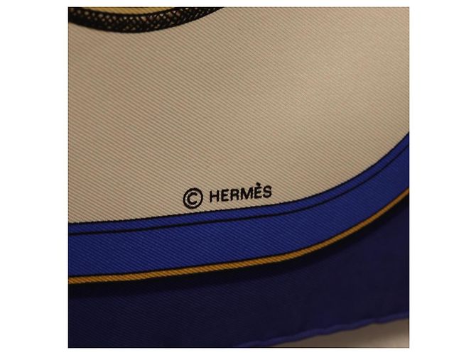 Hermès HERMES Foulard Carré 90 «GRAND APPARAT» Seta Blu Auth bs37166 - vista 11