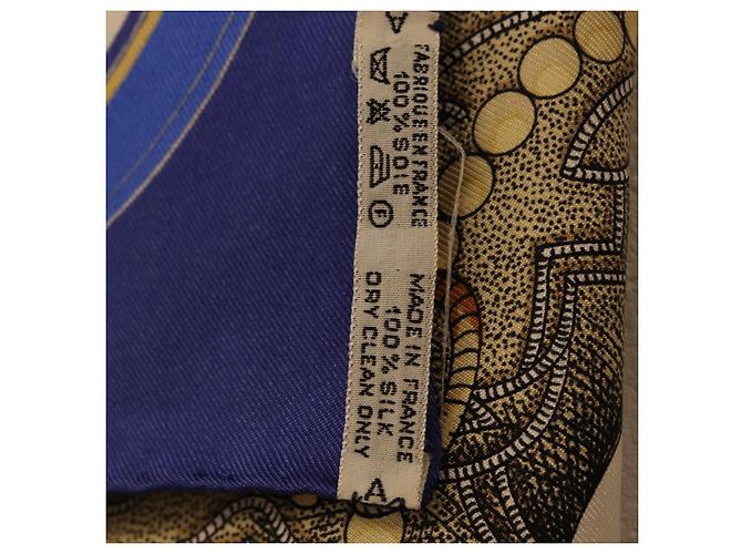 Hermès HERMES Foulard Carré 90 «GRAND APPARAT» Seta Blu Auth bs37166 - vista 15