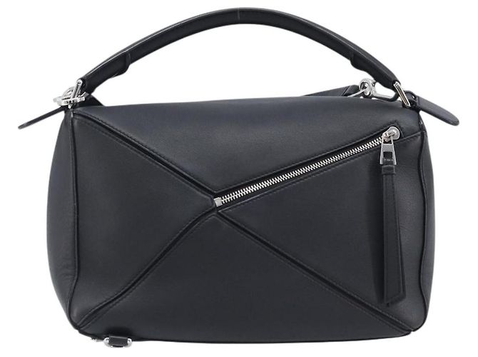 LOEWE Puzzle Bag Handtasche Leder 2way Schwarz Silber Auth ep16128M - Ansicht 2