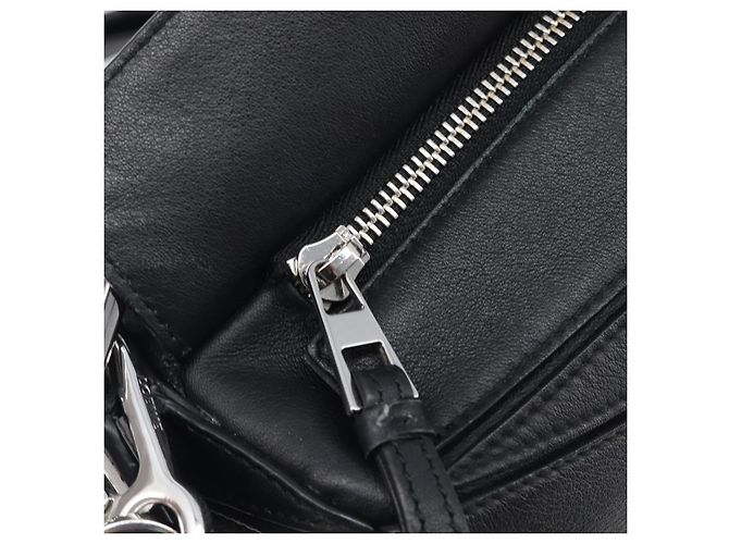 LOEWE Puzzle Bag Handtasche Leder 2way Schwarz Silber Auth ep16128M - Ansicht 24