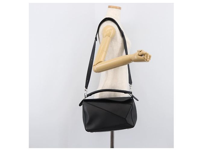 LOEWE Puzzle Bag Handtasche Leder 2way Schwarz Silber Auth ep16128M - Ansicht 30
