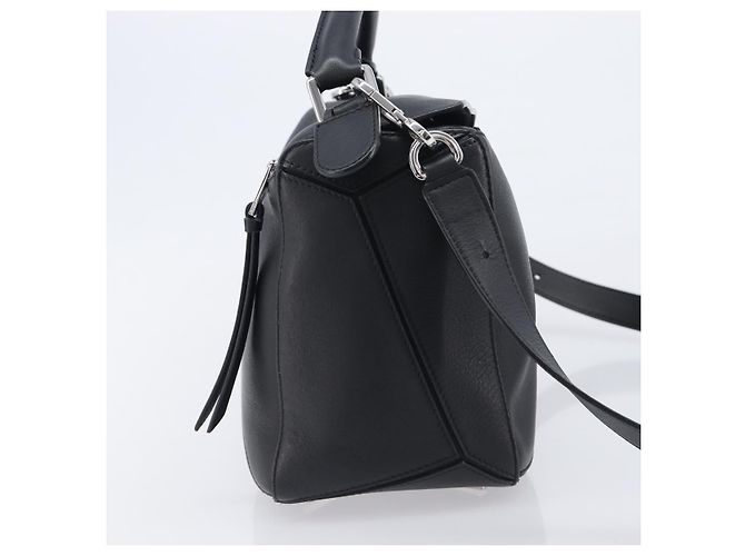 LOEWE Puzzle Bag Handtasche Leder 2way Schwarz Silber Auth ep16128M - Ansicht 4