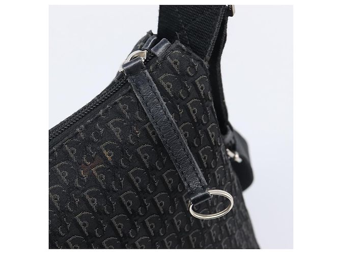 Borsa a tracolla Christian Dior Trotter Canvas Nero Argento Auth gh2375 - vista 17