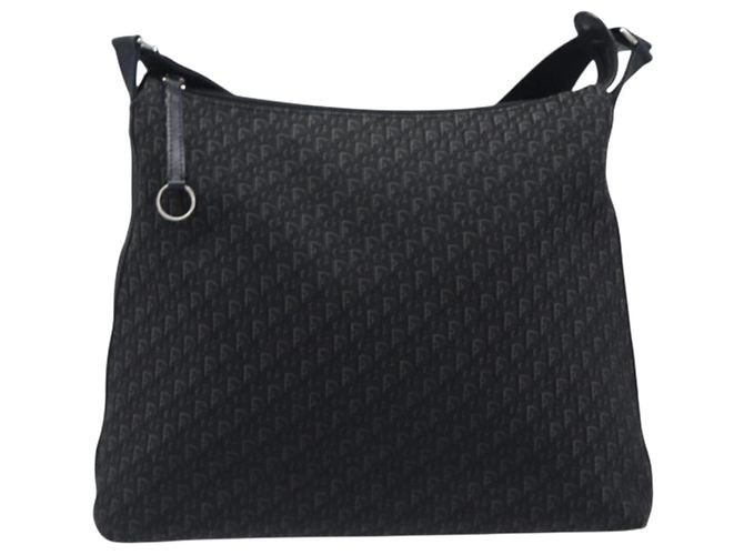 Borsa a tracolla Christian Dior Trotter Canvas Nero Argento Auth gh2375 - vista 2