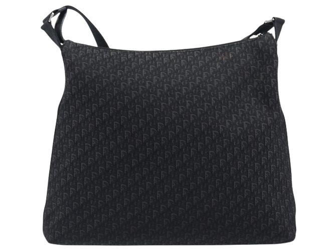 Borsa a tracolla Christian Dior Trotter Canvas Nero Argento Auth gh2375 - vista 3
