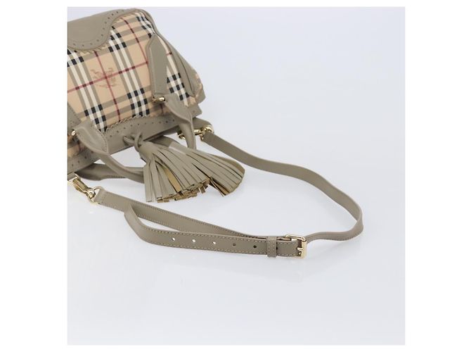 Borsa a mano BURBERRY Nova Check PVC 2way Beige Gold Auth 204398V D'oro - vista 10