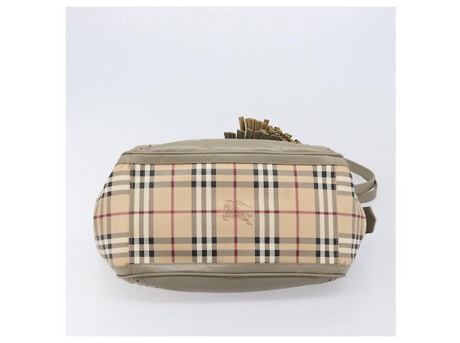 Borsa a mano BURBERRY Nova Check PVC 2way Beige Gold Auth 204398V D'oro - vista 14