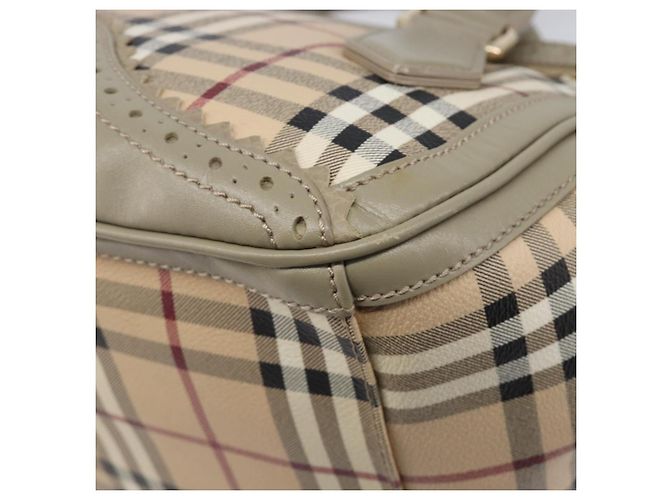 Borsa a mano BURBERRY Nova Check PVC 2way Beige Gold Auth 204398V D'oro - vista 17