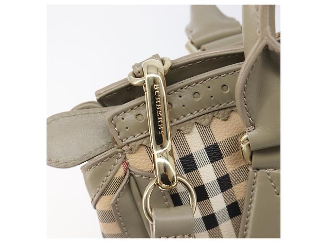 Borsa a mano BURBERRY Nova Check PVC 2way Beige Gold Auth 204398V D'oro - vista 19