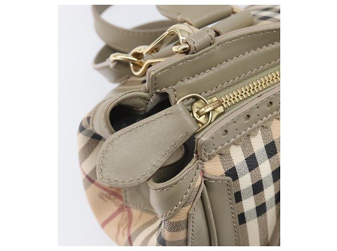 Borsa a mano BURBERRY Nova Check PVC 2way Beige Gold Auth 204398V D'oro - vista 21