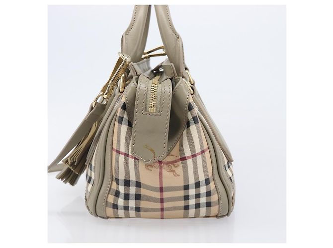Borsa a mano BURBERRY Nova Check PVC 2way Beige Gold Auth 204398V D'oro - vista 4
