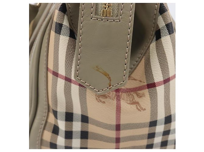 Borsa a mano BURBERRY Nova Check PVC 2way Beige Gold Auth 204398V D'oro - vista 5